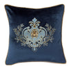 Teal Velvet Cushion with Blue/Gold Crest