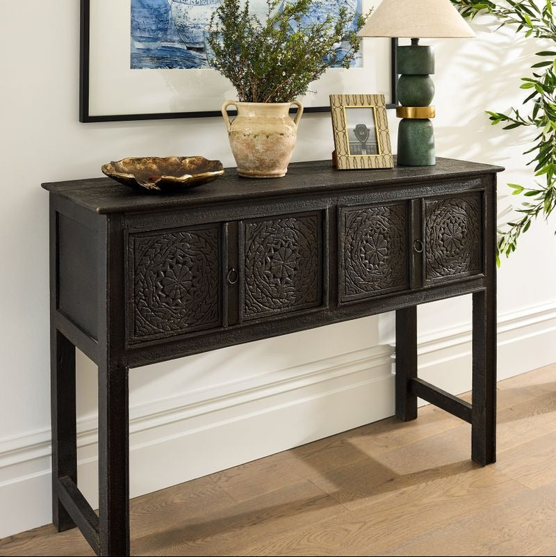 Theron Carved Wooden Console
