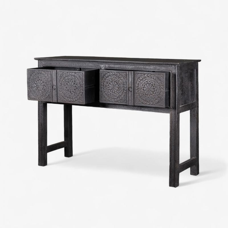 Theron Carved Wooden Console