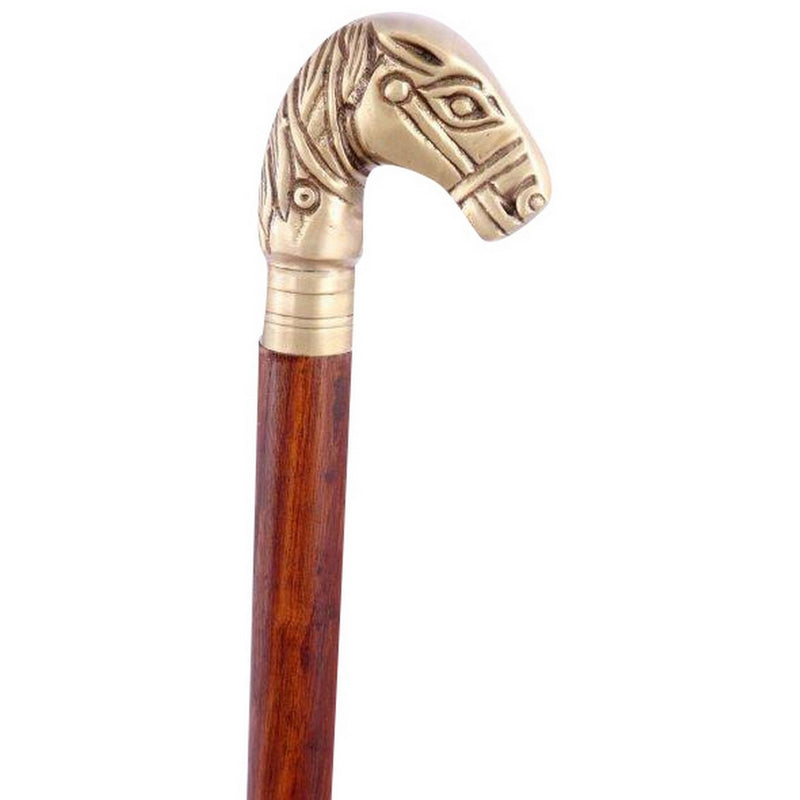 Walking Stick with Brass Horse