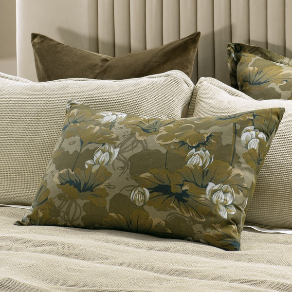 Waterlilly Olive Pillowcase Pair
