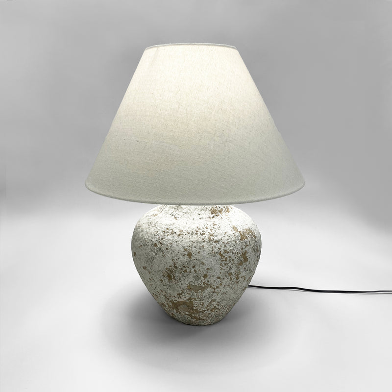 Tuscan Stone Lamp Medium with Oatmeal 46cm Shade
