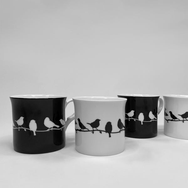 Bird Silhouette Bone China Mugs (Set 4)