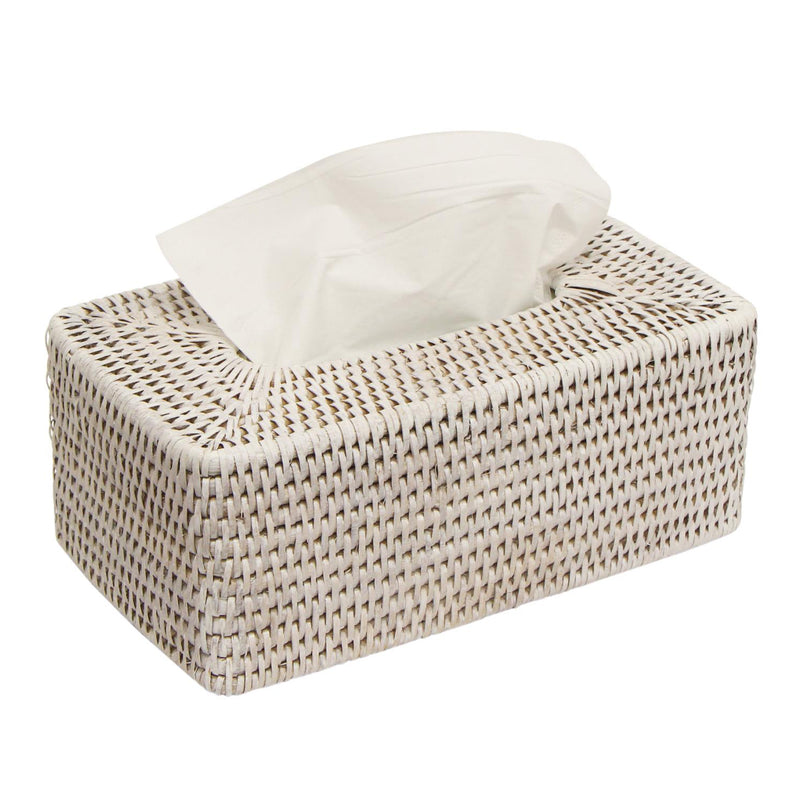 White Rattan Tissue Box - Rectangle
