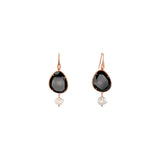 #0863 Black Agate & Pearl Drop Earrings