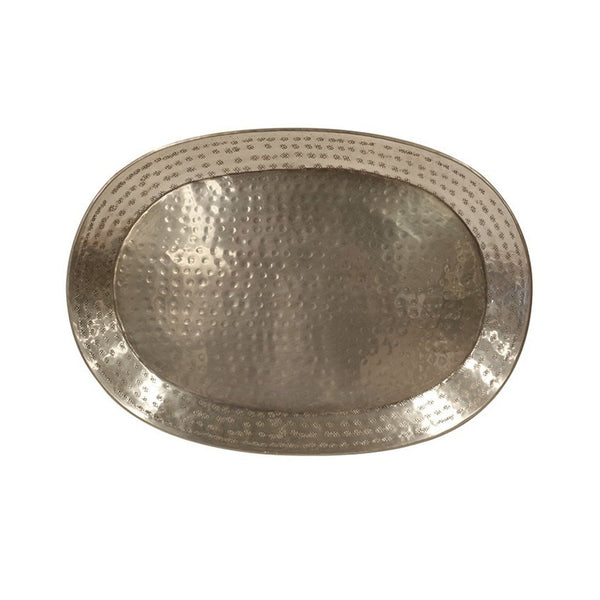 Chelsea Beaten Oval Tray in Antique Silver Finish