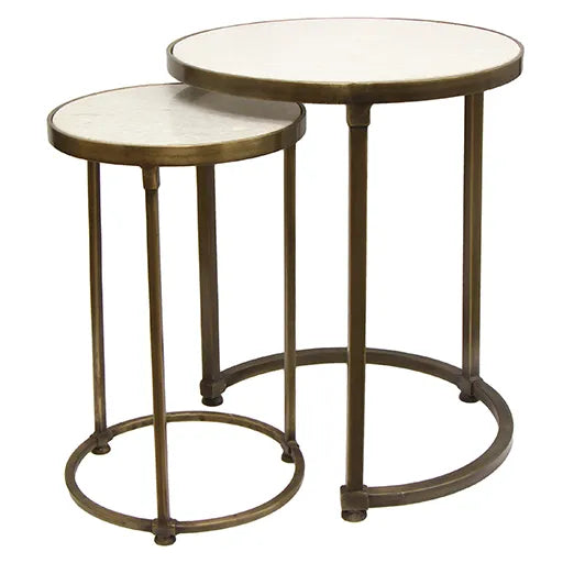 Round Gold & Marble Nest Side Tables