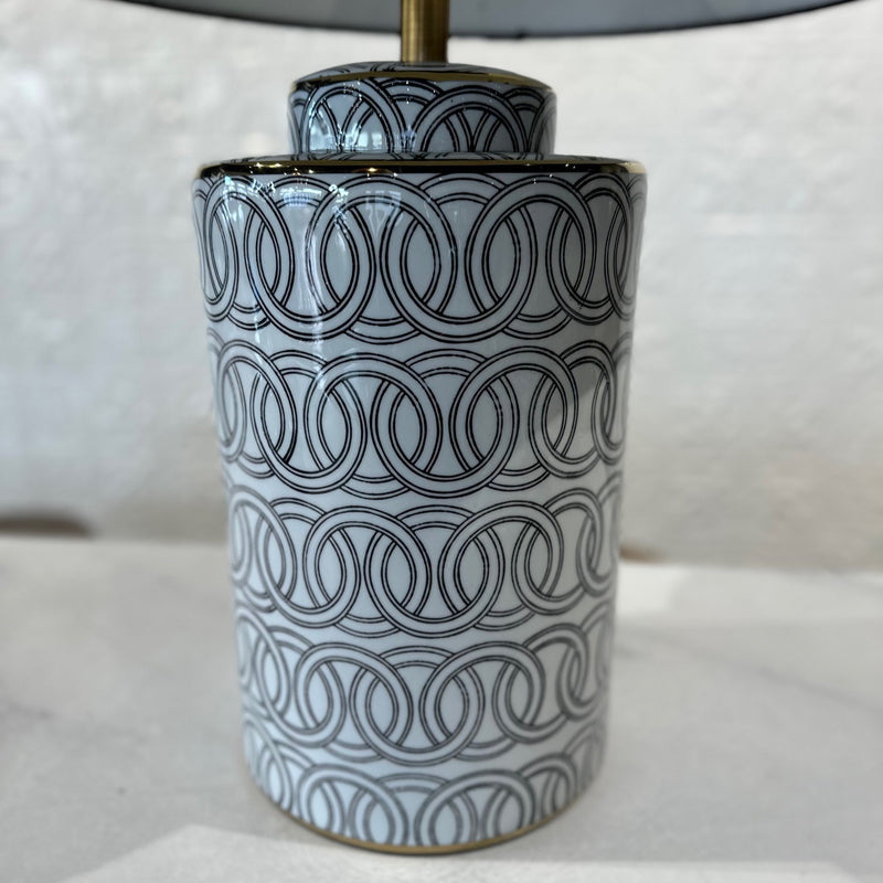 Black & White Linked Lamp base with Black Tapered Drum