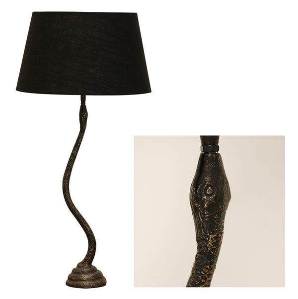 Snake Table Lamp with Black Tapered Drum Shade