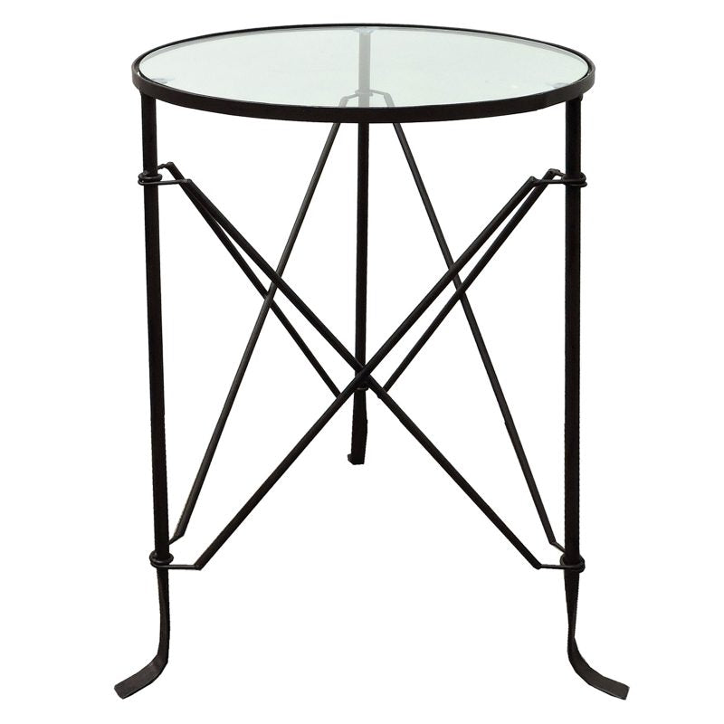 Villa Iron & Glass Top Side Table