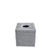 White Rattan Tissue Box Cover - Square
